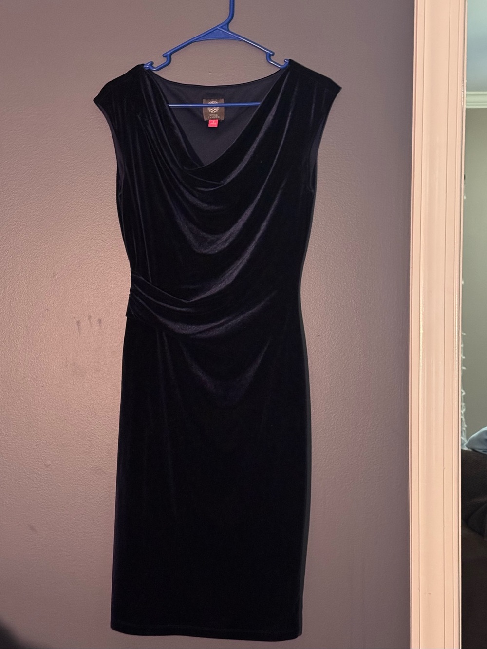 Vince Camuto Black Velvet Midi Dress